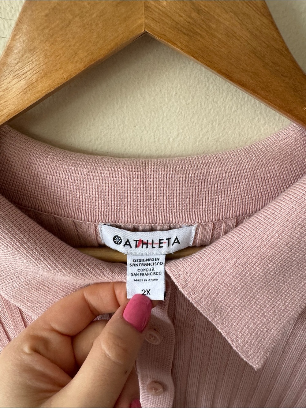 Athleta Soft Pink Ribbed Knit Polo Sweater - Picture 6 of 8